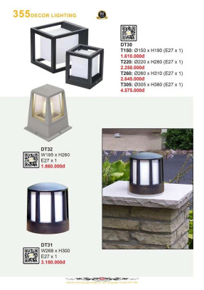 Đèn trụ 355 Decor DT30, DT31, DT32