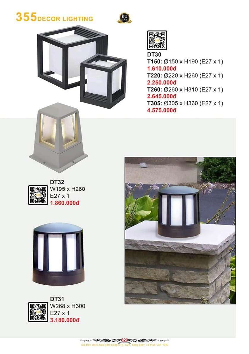 Đèn trụ 355 Decor DT30, DT31, DT32