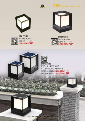 Đèn trụ 355 Decor DT01T150, DT01T200, DTNL0146
