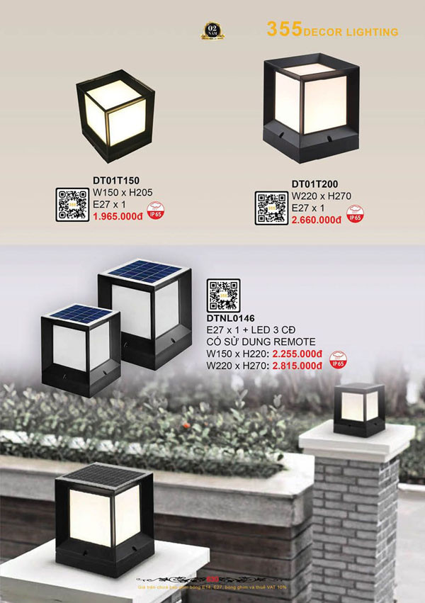 Đèn trụ 355 Decor DT01T150, DT01T200, DTNL0146