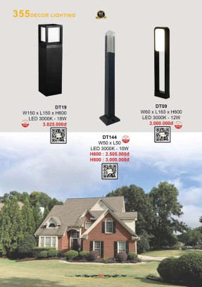 Đèn trụ 355 Decor DT09, DT19, DT144