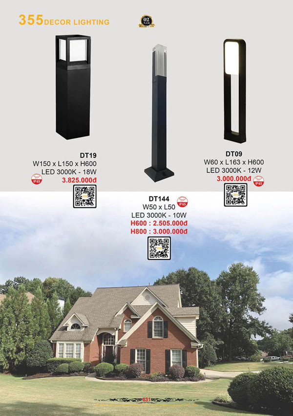 Đèn trụ 355 Decor DT09, DT19, DT144