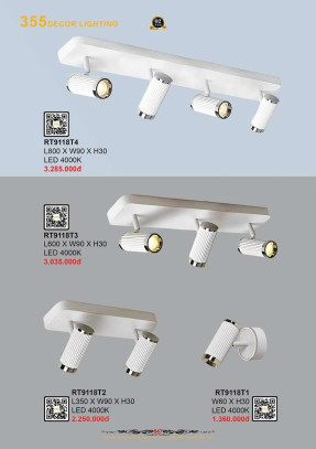 Đèn rọi tranh 355 Decor RT9118T1, RT9118T2, RT9118T3, RT9118T4