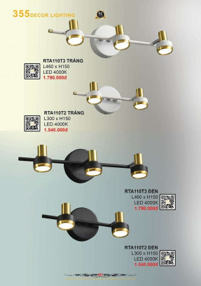 Đèn rọi tranh 355 Decor RTA110T2, RTA110T3