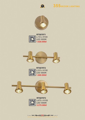 Đèn rọi tranh 355 Decor RT5879T1, RT5879T2, RT5879T3