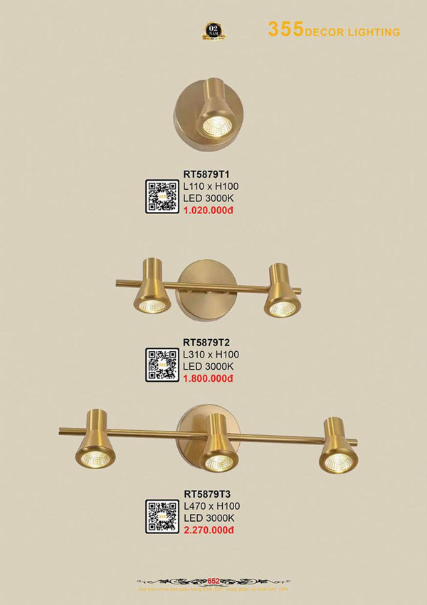 Đèn rọi tranh 355 Decor RT5879T1, RT5879T2, RT5879T3
