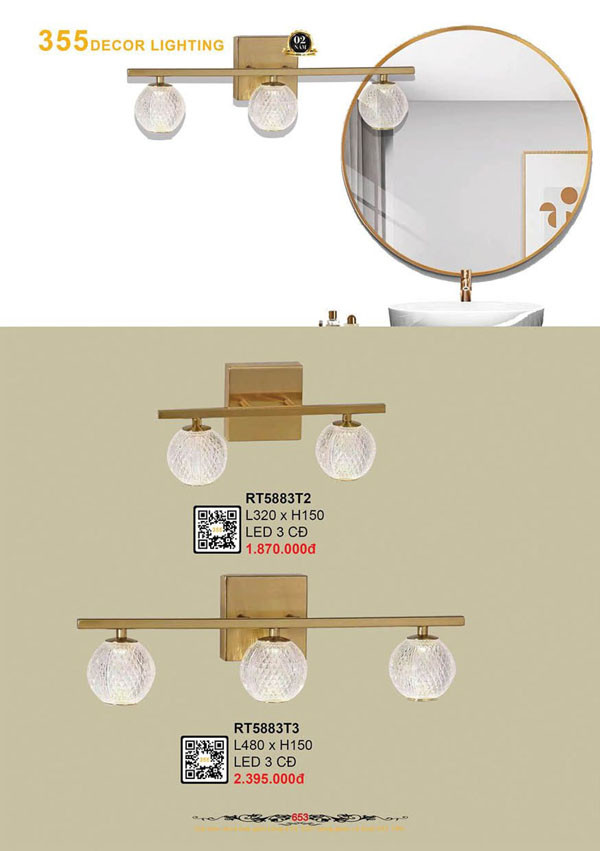 Đèn rọi tranh 355 Decor RT5883T2, RT5883T3
