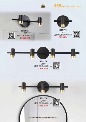 Đèn rọi tranh 355 Decor RT91T1, RT91T2, RT91T3, RT91T4