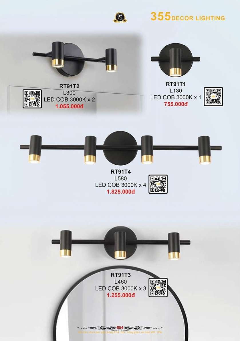 Đèn rọi tranh 355 Decor RT91T1, RT91T2, RT91T3, RT91T4