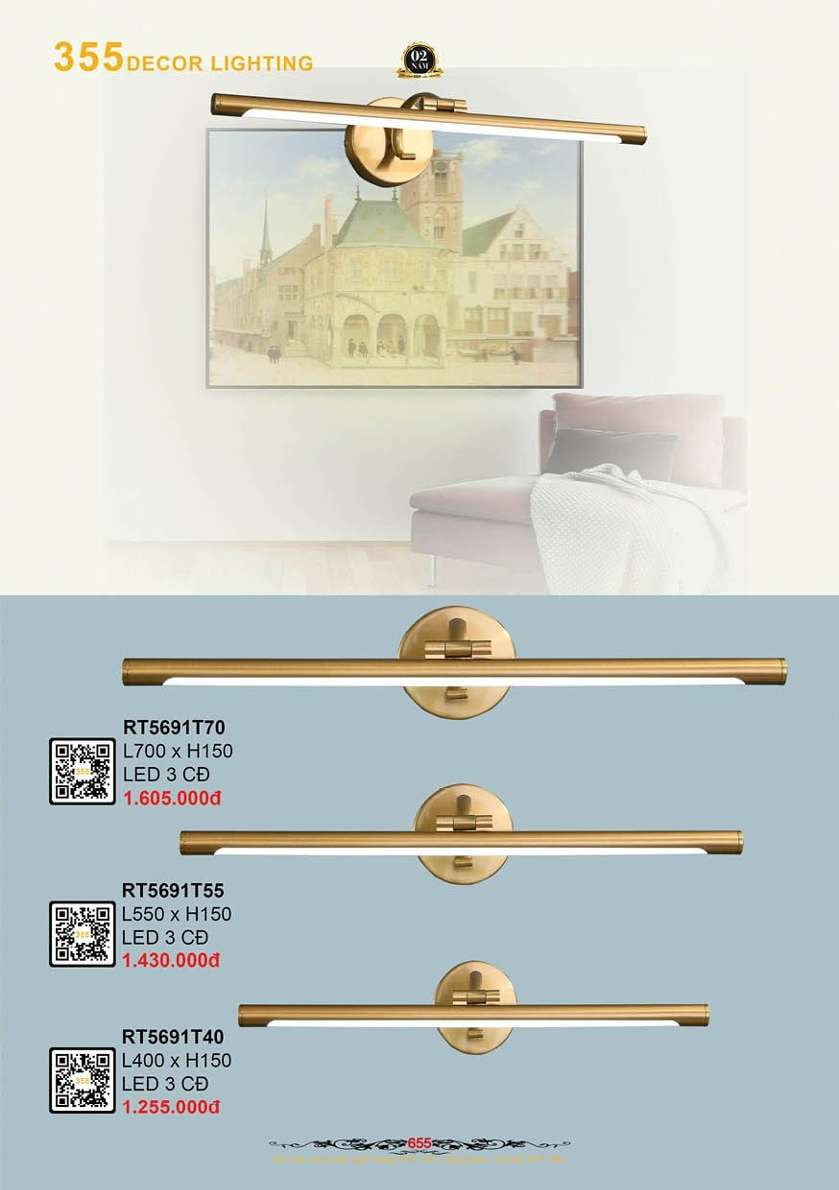 Đèn rọi tranh 355 Decor RT5691T40, RT5691T55, RT5691T70