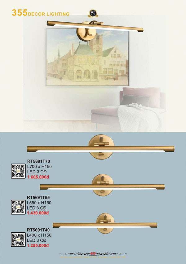 Đèn rọi tranh 355 Decor RT5691T40, RT5691T55, RT5691T70