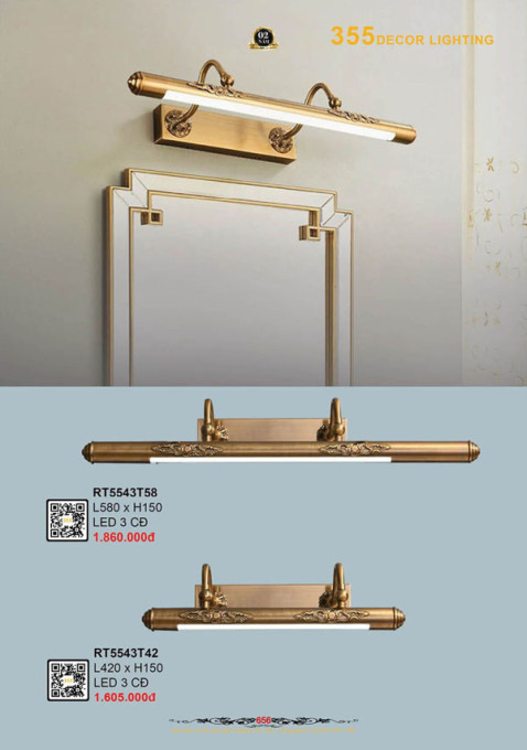 Đèn rọi tranh 355 Decor RT5543T42, RT5543T58