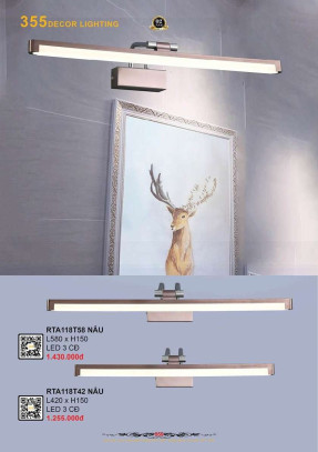Đèn rọi tranh 355 Decor RTA118T42, RTA118T58