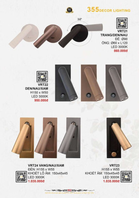 Đèn rọi tranh 355 Decor VRT21, VRT22, VRT23, VRT24