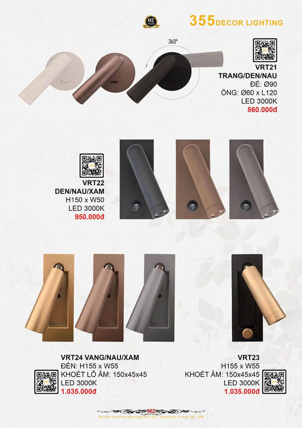 Đèn rọi tranh 355 Decor VRT21, VRT22, VRT23, VRT24