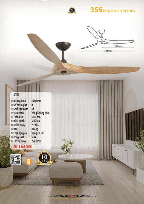 Quạt trần 355 Decor QT51