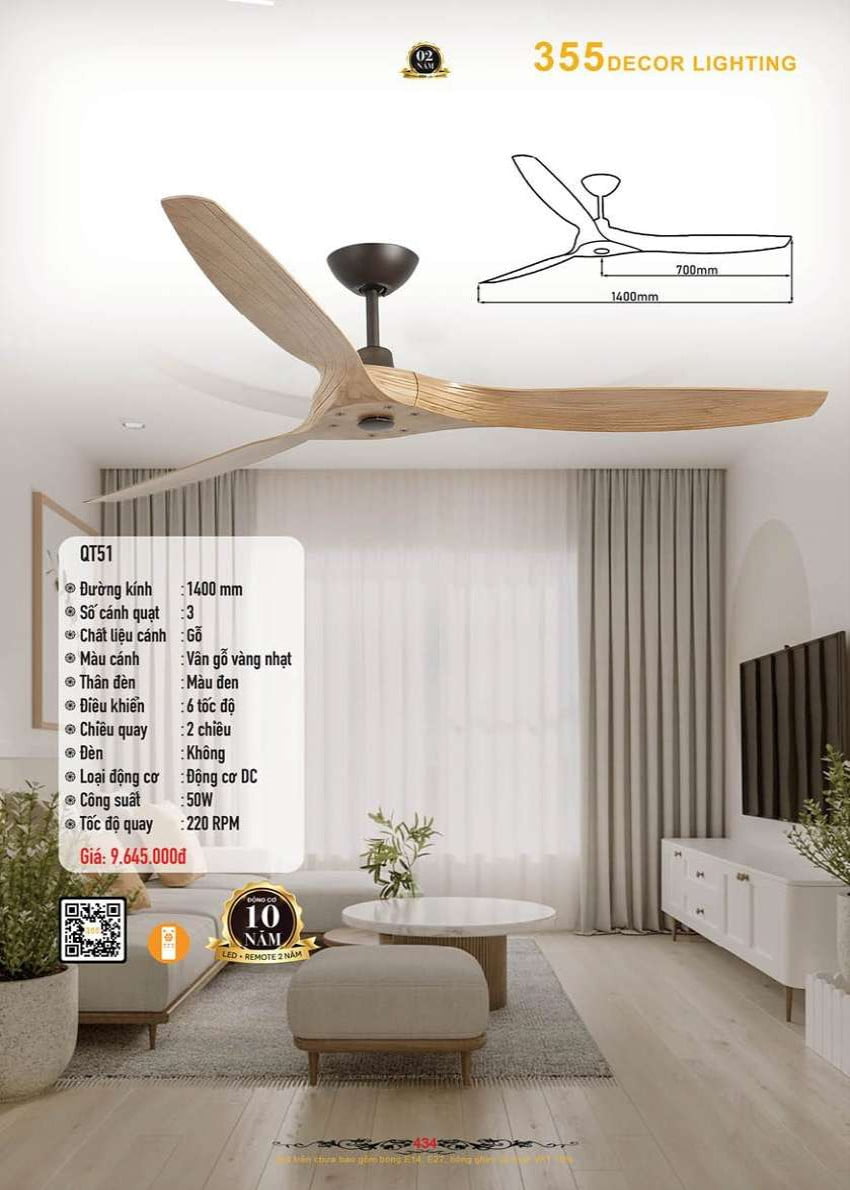 Quạt trần 355 Decor QT51