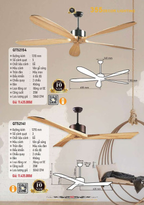 Quạt trần 355 Decor QT52141, QT52154