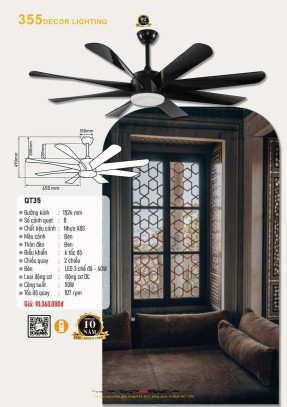 Quạt trần 355 Decor QT35