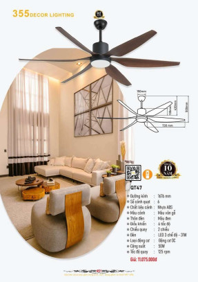 Quạt trần 355 Decor QT47