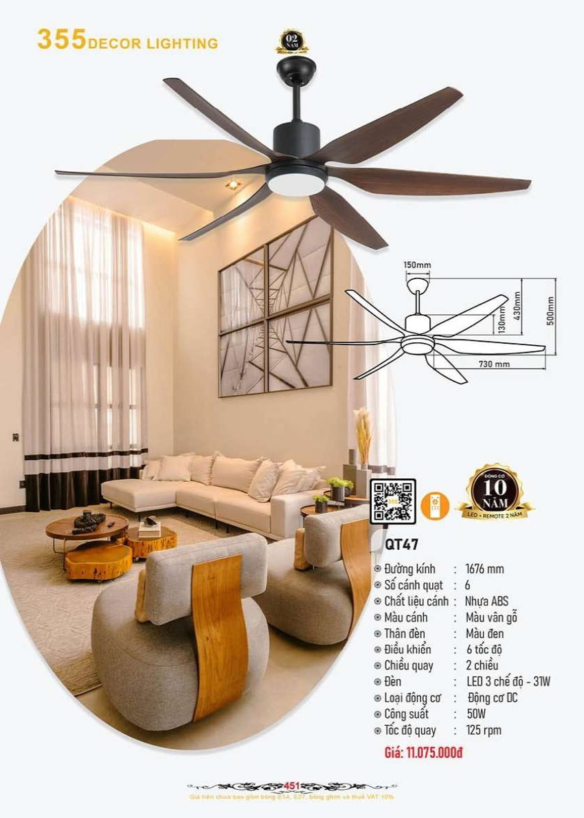 Quạt trần 355 Decor QT47