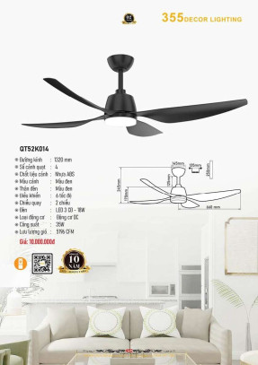 Quạt trần 355 Decor QT52K014