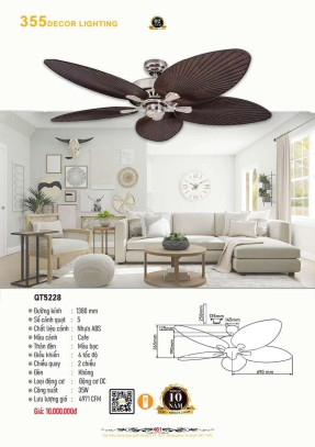 Quạt trần 355 Decor QT5228