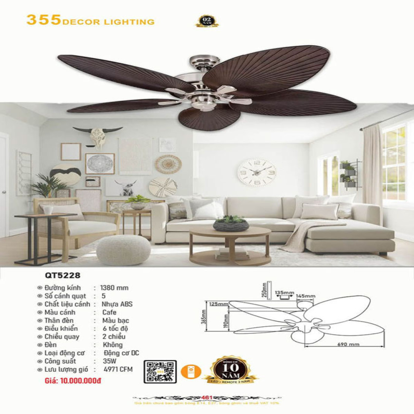 Quạt trần 355 Decor QT5228