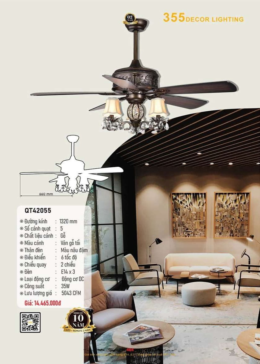 Quạt trần 355 Decor QT42055