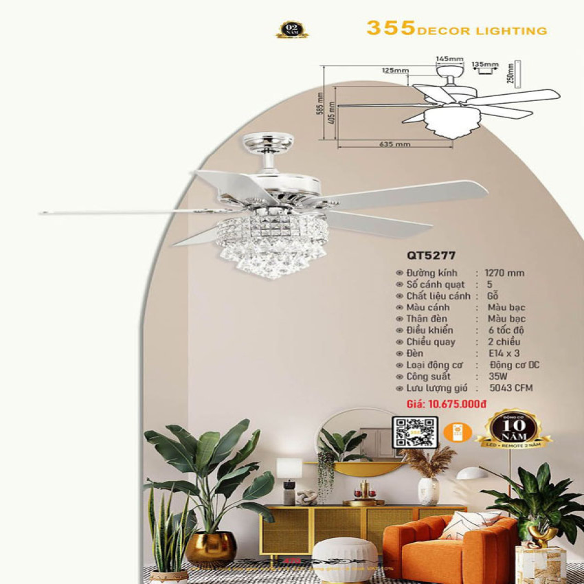 Quạt trần 355 Decor QT5277