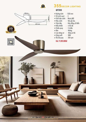 Quạt trần 355 Decor QT31D