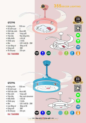 Quạt trần 355 Decor QT2794, QT2795