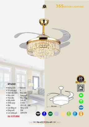 Quạt trần 355 Decor QT4240