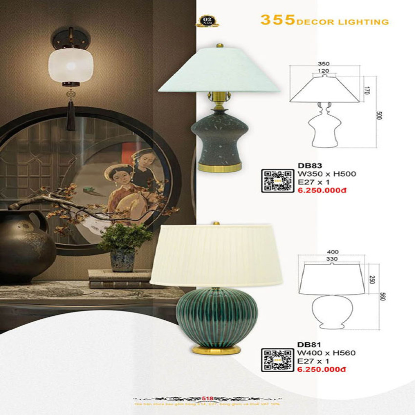 Đèn bàn 355 Decor DB81, DB83