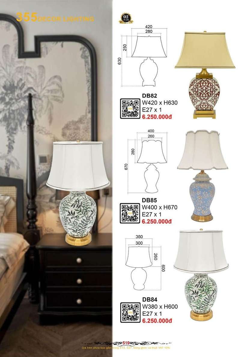 Đèn bàn 355 Decor DB82, DB84, DB85