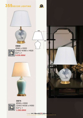Đèn bàn 355 Decor DB75, DB80