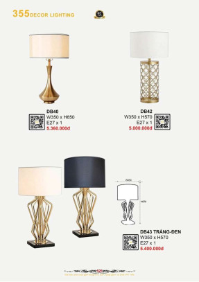 Đèn bàn 355 Decor DB40, DB42, DB43