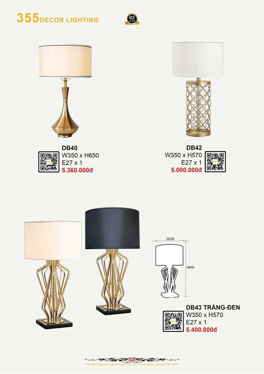 Đèn bàn 355 Decor DB40, DB42, DB43