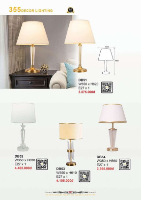 Đèn bàn 355 Decor DB51, DB52, DB53, DB54
