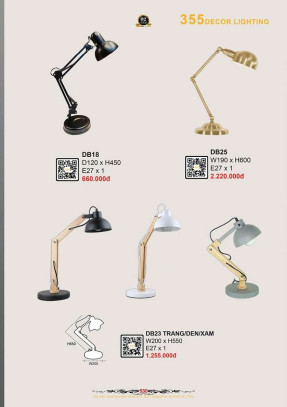 Đèn bàn 355 Decor DB18, DB23, DB25