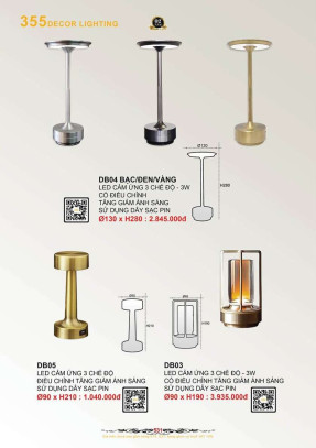 Đèn bàn 355 Decor DB03, DB04, DB05