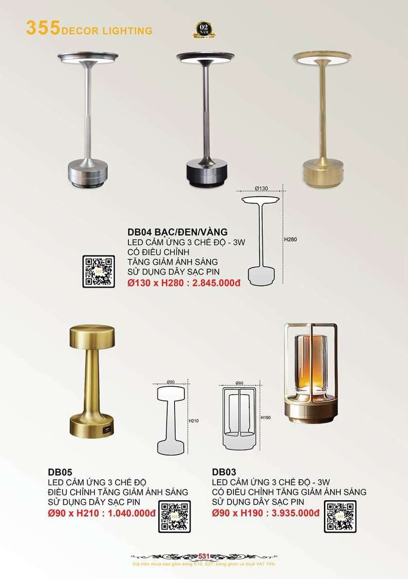 Đèn bàn 355 Decor DB03, DB04, DB05