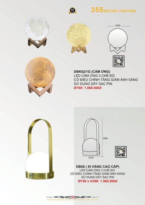 Đèn bàn 355 Decor DBK02/1G, DB58