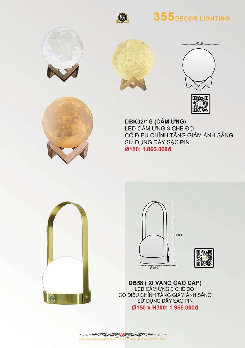 Đèn bàn 355 Decor DBK02/1G, DB58