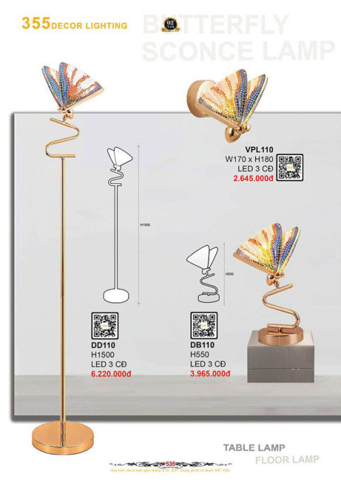 Đèn bàn 355 Decor VPL110, DB110, DD110