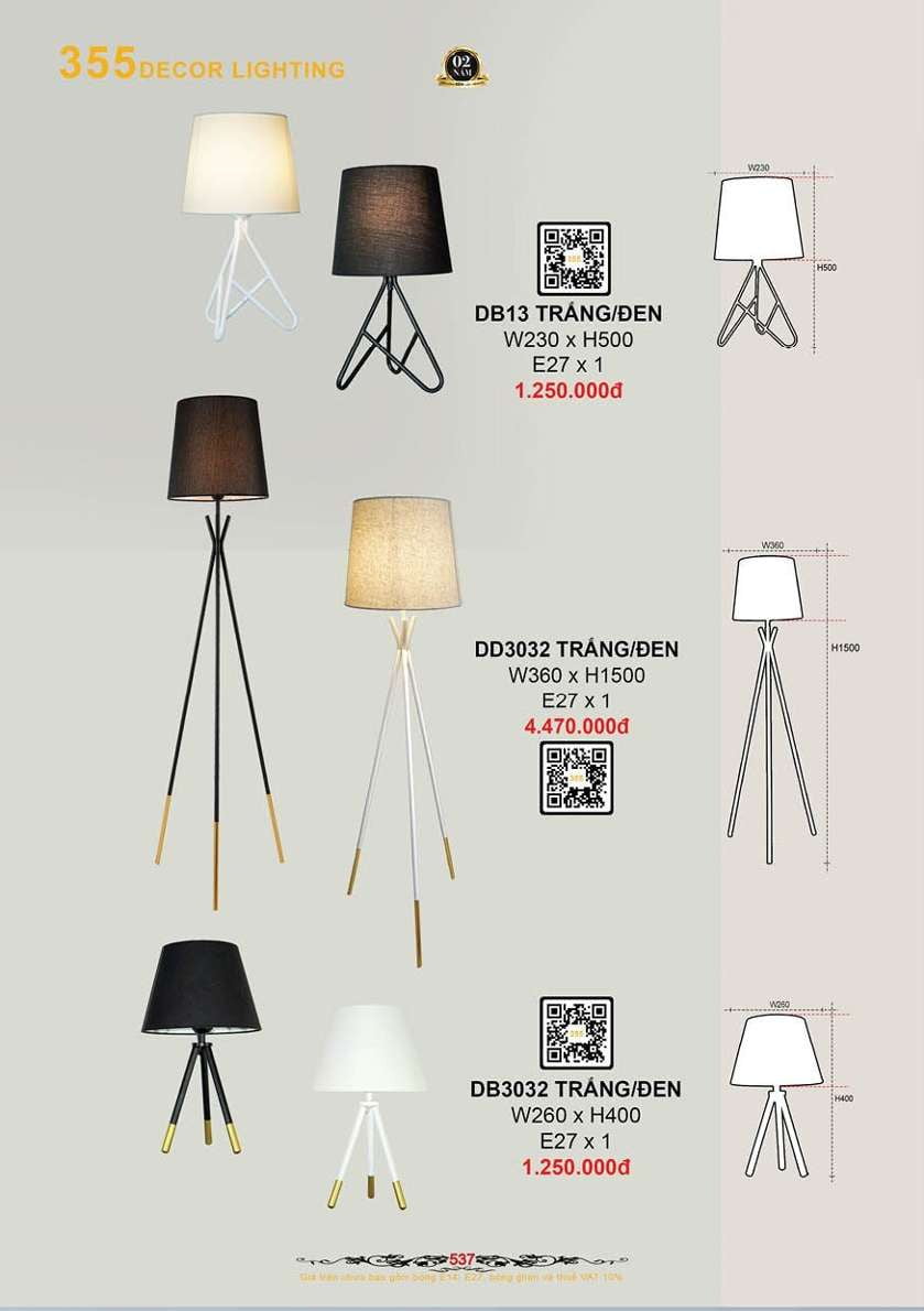 Đèn bàn 355 Decor DB13, DB3032, DD3032