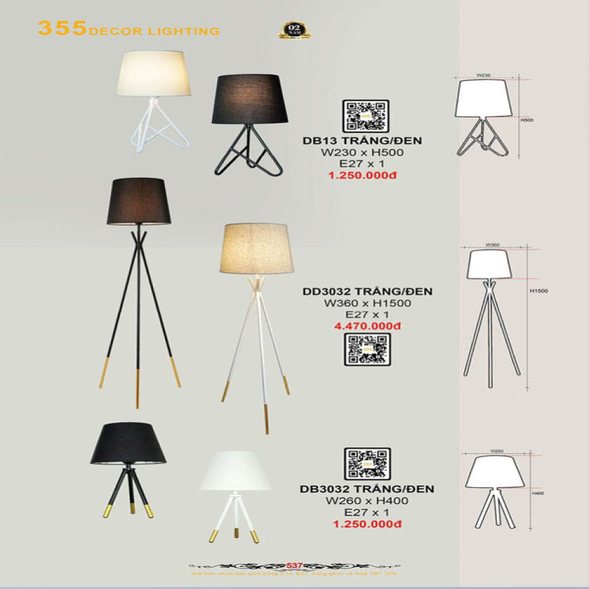 Đèn bàn 355 Decor DB13, DB3032, DD3032