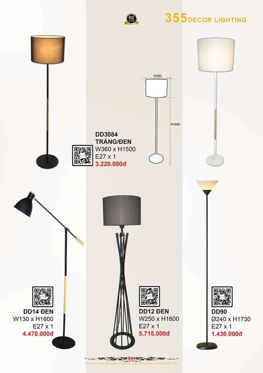Đèn đứng 355 Decor DD3084, DD12, DD14, DD90