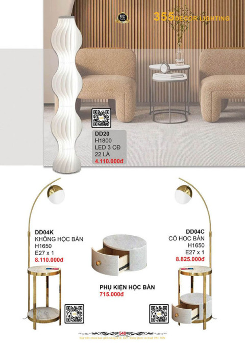 Đèn bàn 355 Decor DD20, DD04K, DD04C