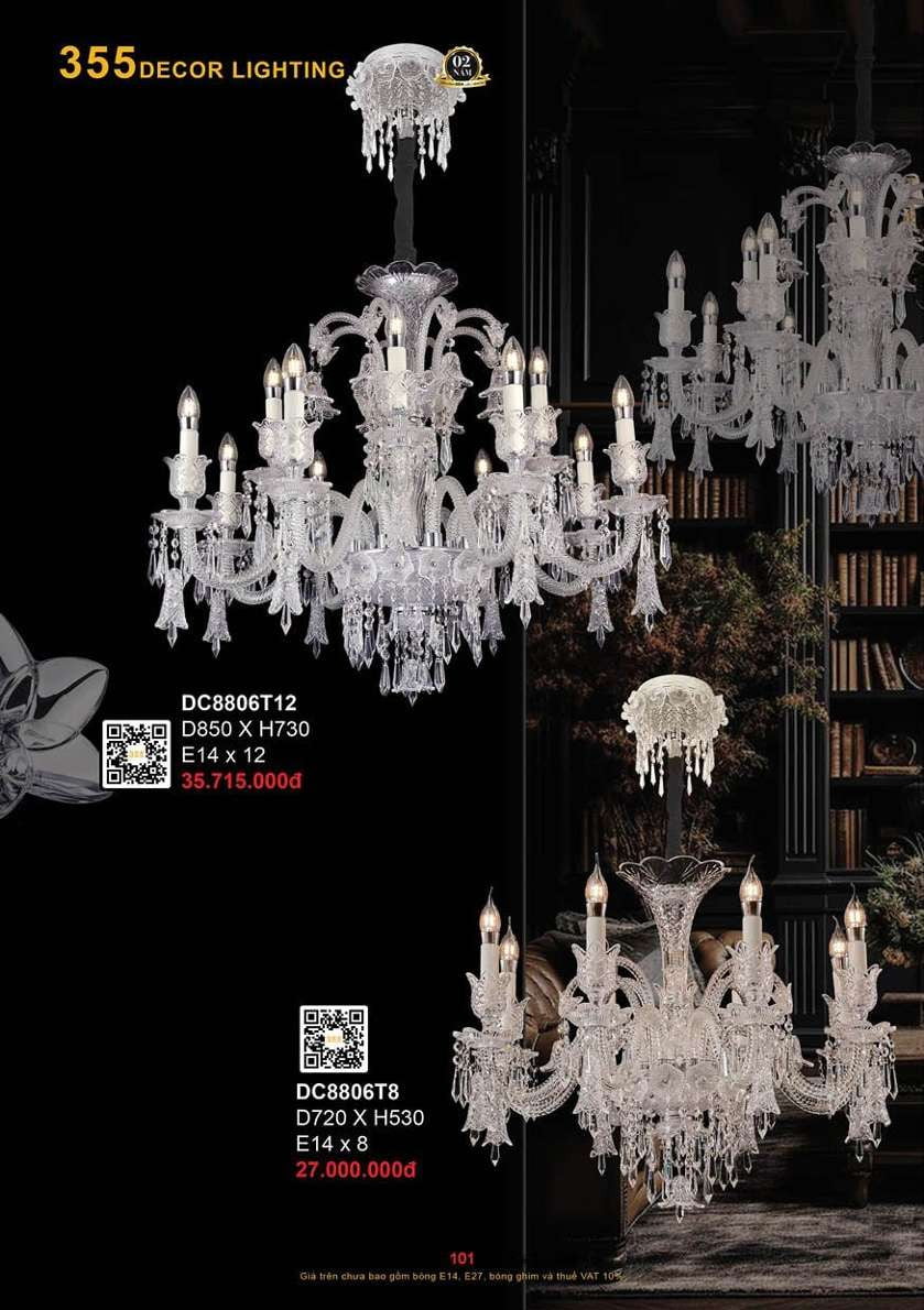 Đèn chùm 355 Decor DC8806T8, DC8806T12